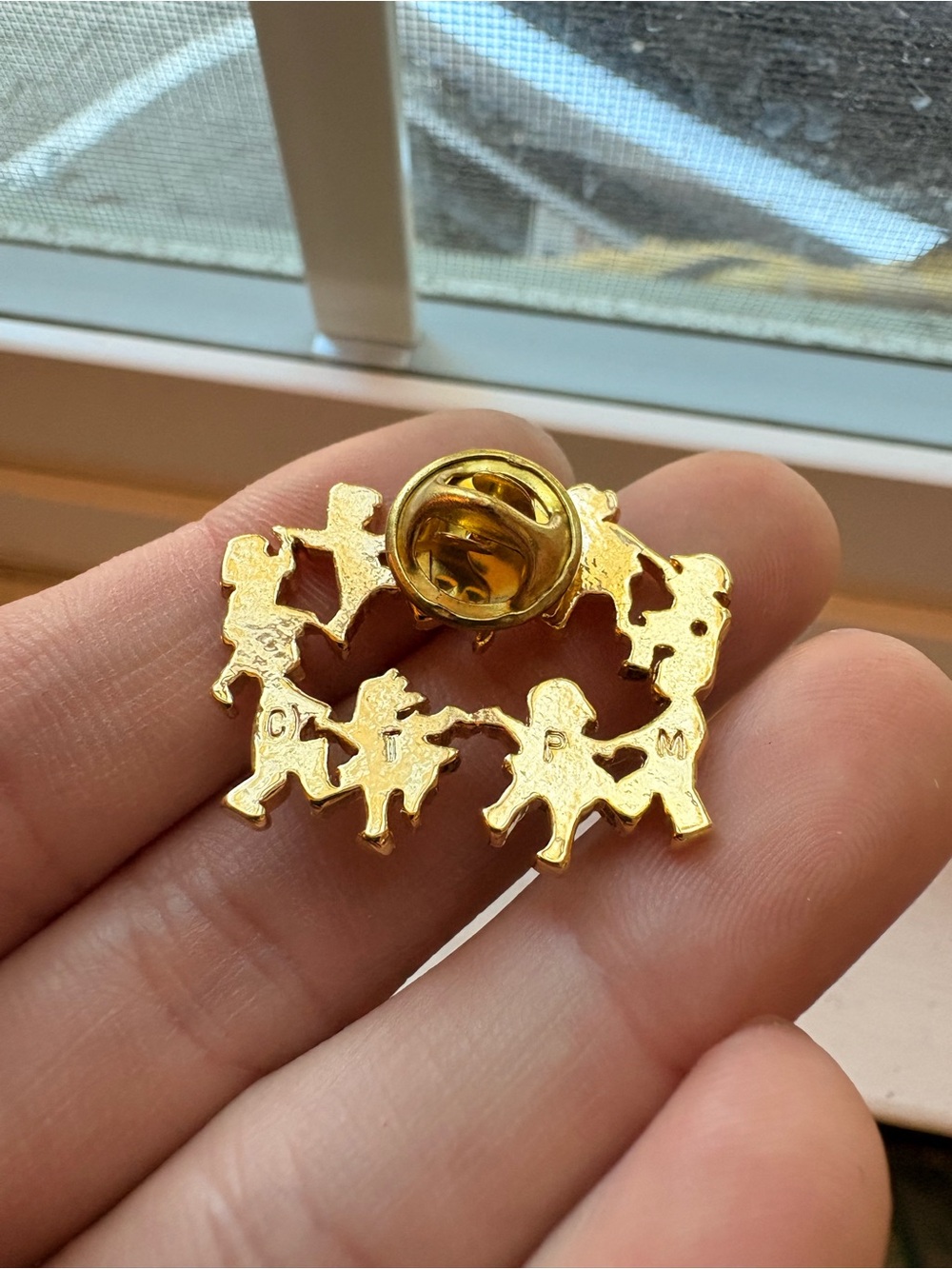 Vintage CTPM Signed Ring Around The Rosie Gold Tone Pin
